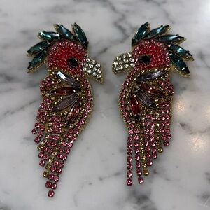 Rhinestone parrot earrings